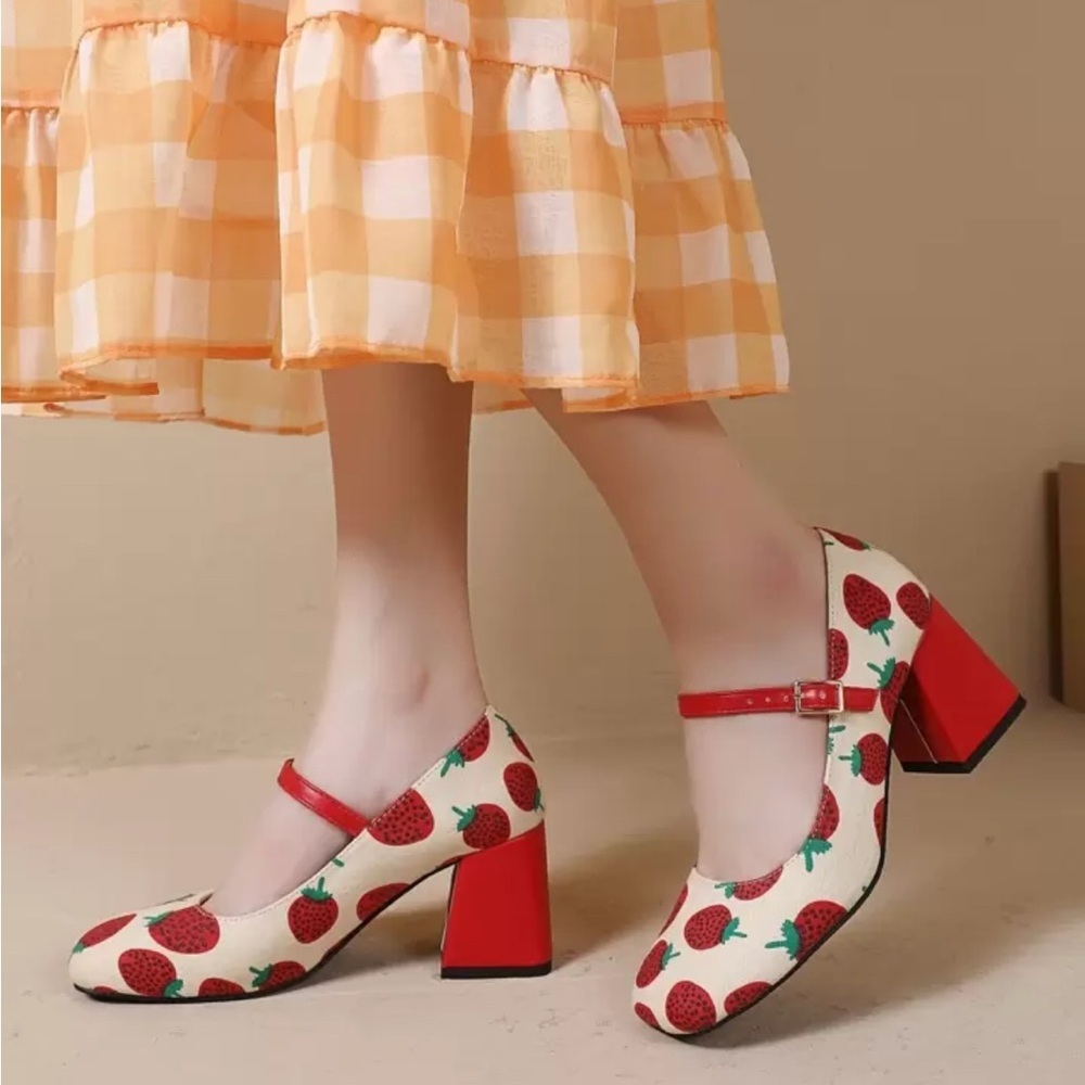 Women 4 Inches High Platform Mary Jane Shoes Chunky Block Heels Square Toe Shoes - Picture 3 of 10